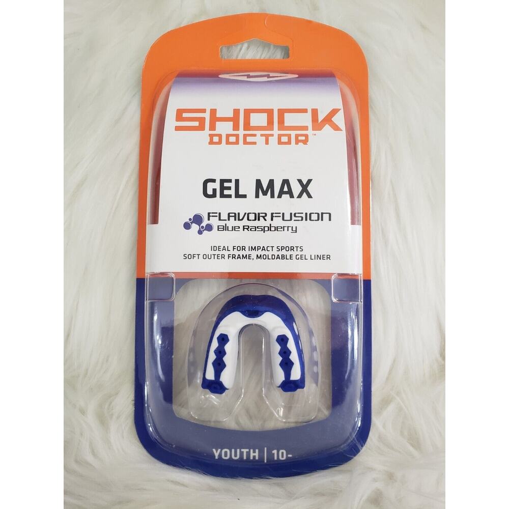 Shock Doctor Mouth Guard Gel Max Flavor‎ Fusion Blue Raspberry Youth 10 - Sports